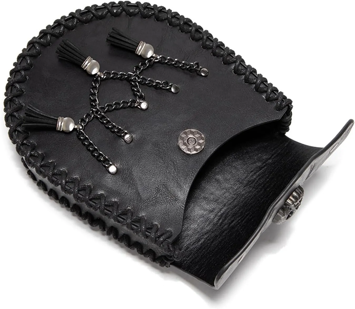 Medieval Waist Pack Leather Belt Pouches Waist Bag LARP Costume Accessories For Women Man Leather Fanny Pack Rena(FAS054BK)