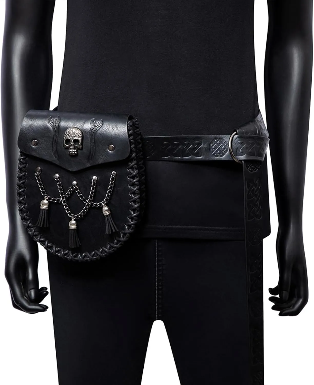 Medieval Waist Pack Leather Belt Pouches Waist Bag LARP Costume Accessories For Women Man Leather Fanny Pack Rena(FBG200CF)