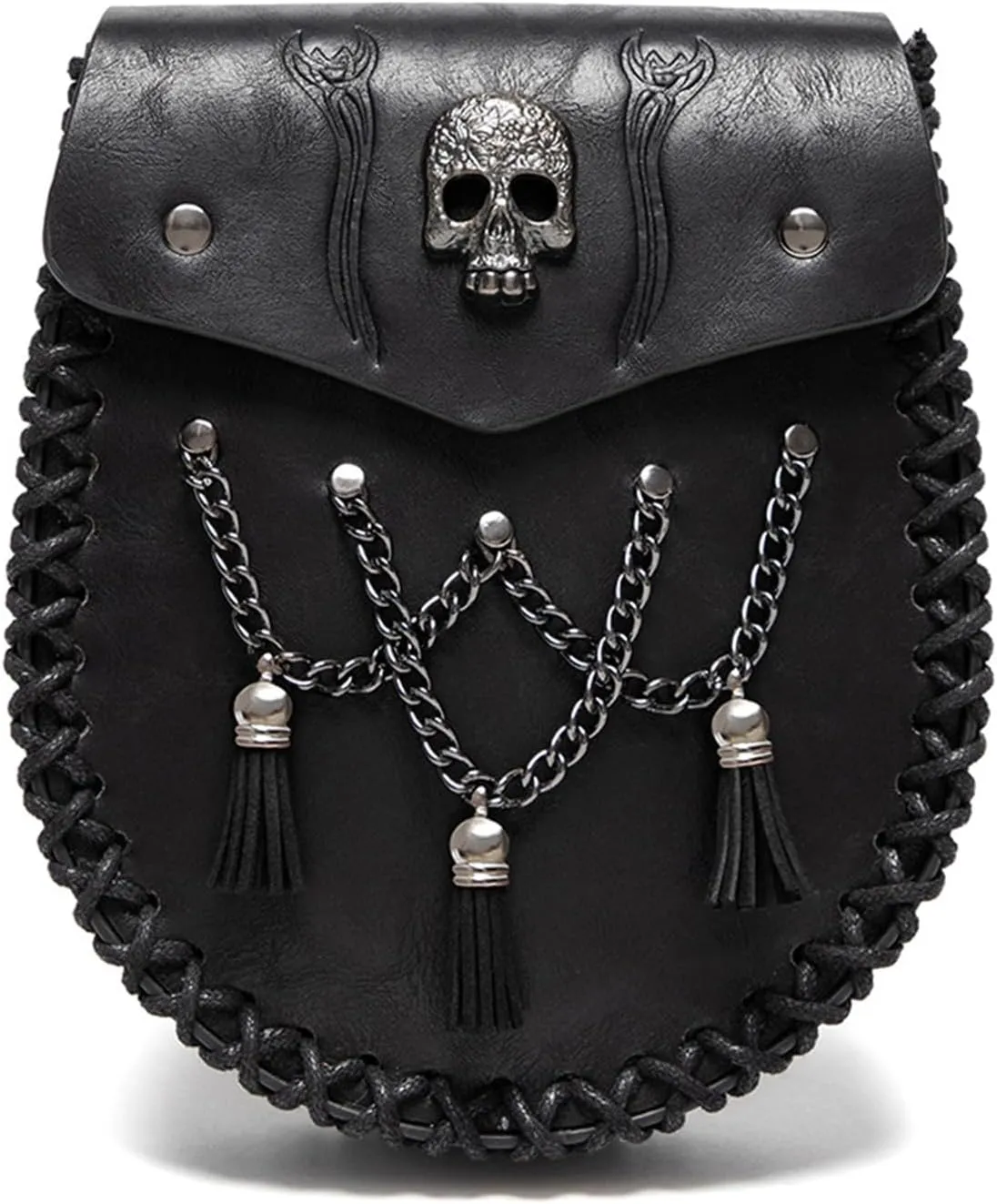 Medieval Waist Pack Leather Belt Pouches Waist Bag LARP Costume Accessories For Women Man Leather Fanny Pack Rena(FBG201BK)