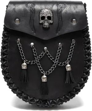 Medieval Waist Pack Leather Belt Pouches Waist Bag LARP Costume Accessories For Women Man Leather Fanny Pack Rena(FBG201BK)