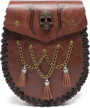 Medieval Waist Pack Leather Belt Pouches Waist Bag LARP Costume Accessories For Women Man Leather Fanny Pack Rena(FBG201BN)