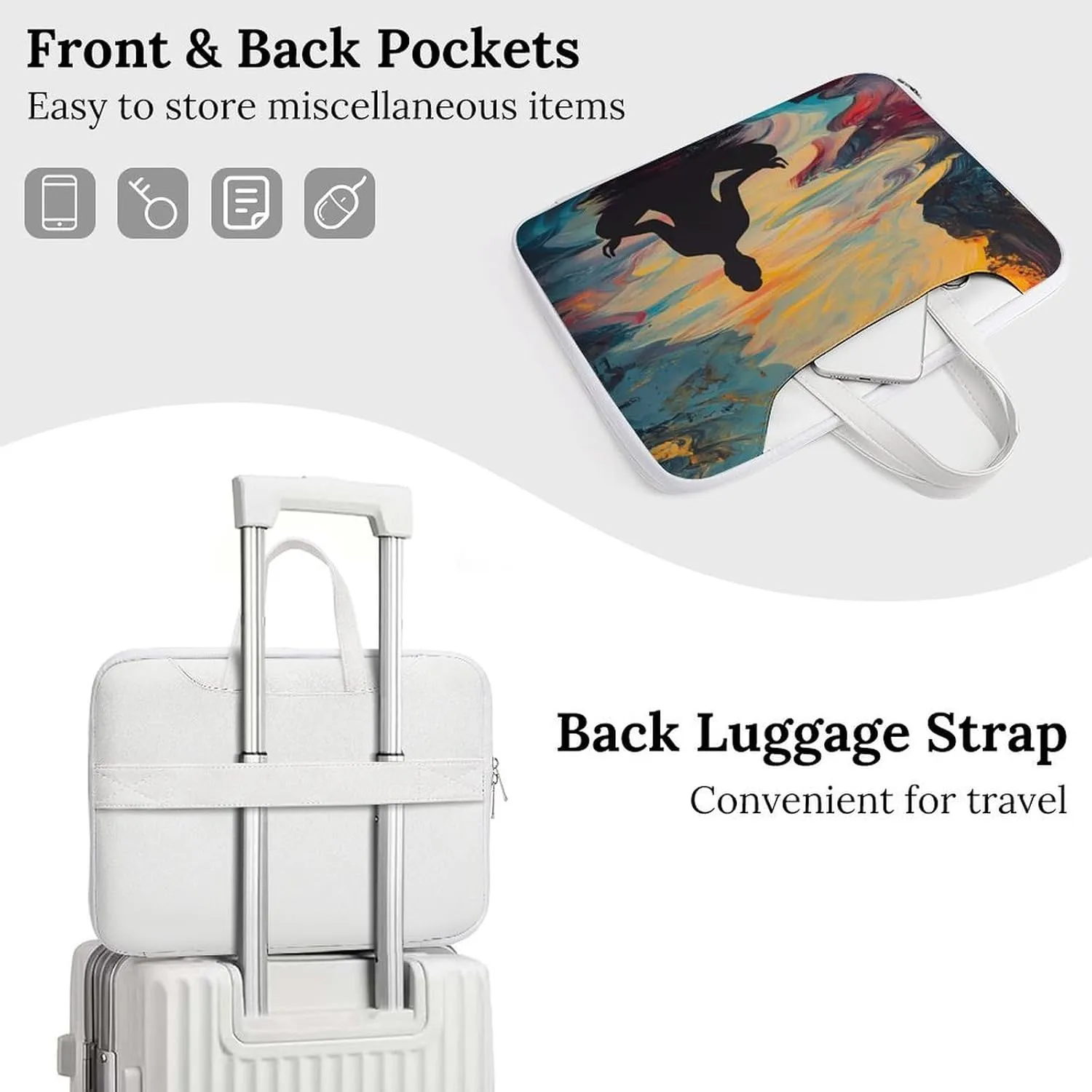 Meditation in Psychedelic River Leather Bag Laptop Case Slim Water Resistant Computer Bags with Handle Briefcase for Work
