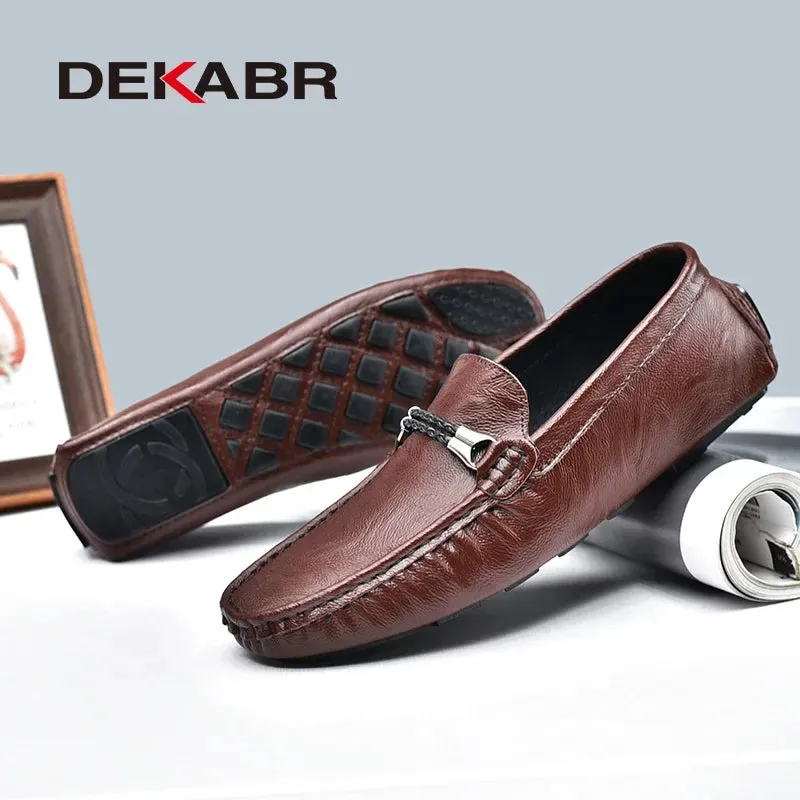 Men Casual Shoes Men Leather Loafers Soft Moccasins Non-slip Flats