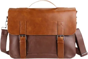 Men Crazy Horse Artificial Leather Business Handbag Laptop Briefcases Leather Casual Messenger Shoulder Bags