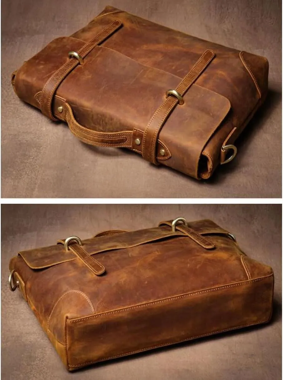 Mens Briefcases Genuine Leather Messenger Shoulder Bags Computer Carrying Cases Handbags Laptop Bags