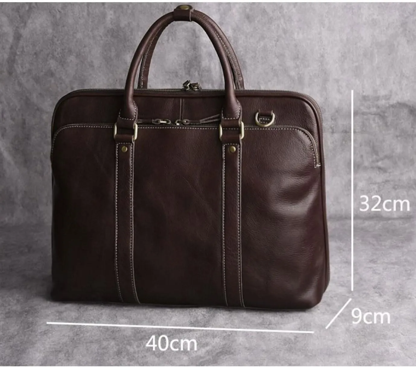 Mens Business Briefcases Handbags Laptop Bags Genuine Leather Luggage Messenger Shoulder Bags(Black)