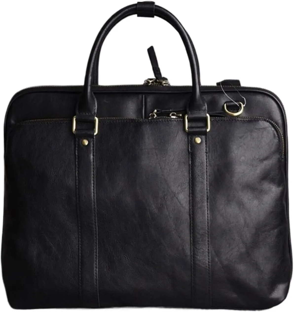 Mens Business Briefcases Handbags Laptop Bags Genuine Leather Luggage Messenger Shoulder Bags(Black)