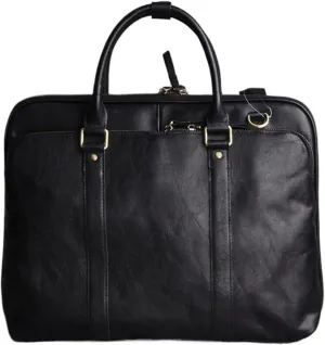 Mens Business Briefcases Handbags Laptop Bags Genuine Leather Luggage Messenger Shoulder Bags(Black)