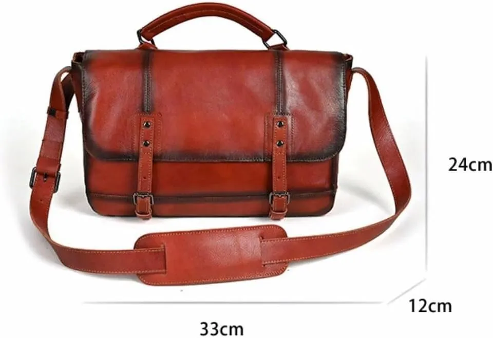 Mens Business Handbags Briefcases Genuine Leather Messenger Shoulder Bags Carrying Cases Travel Bags