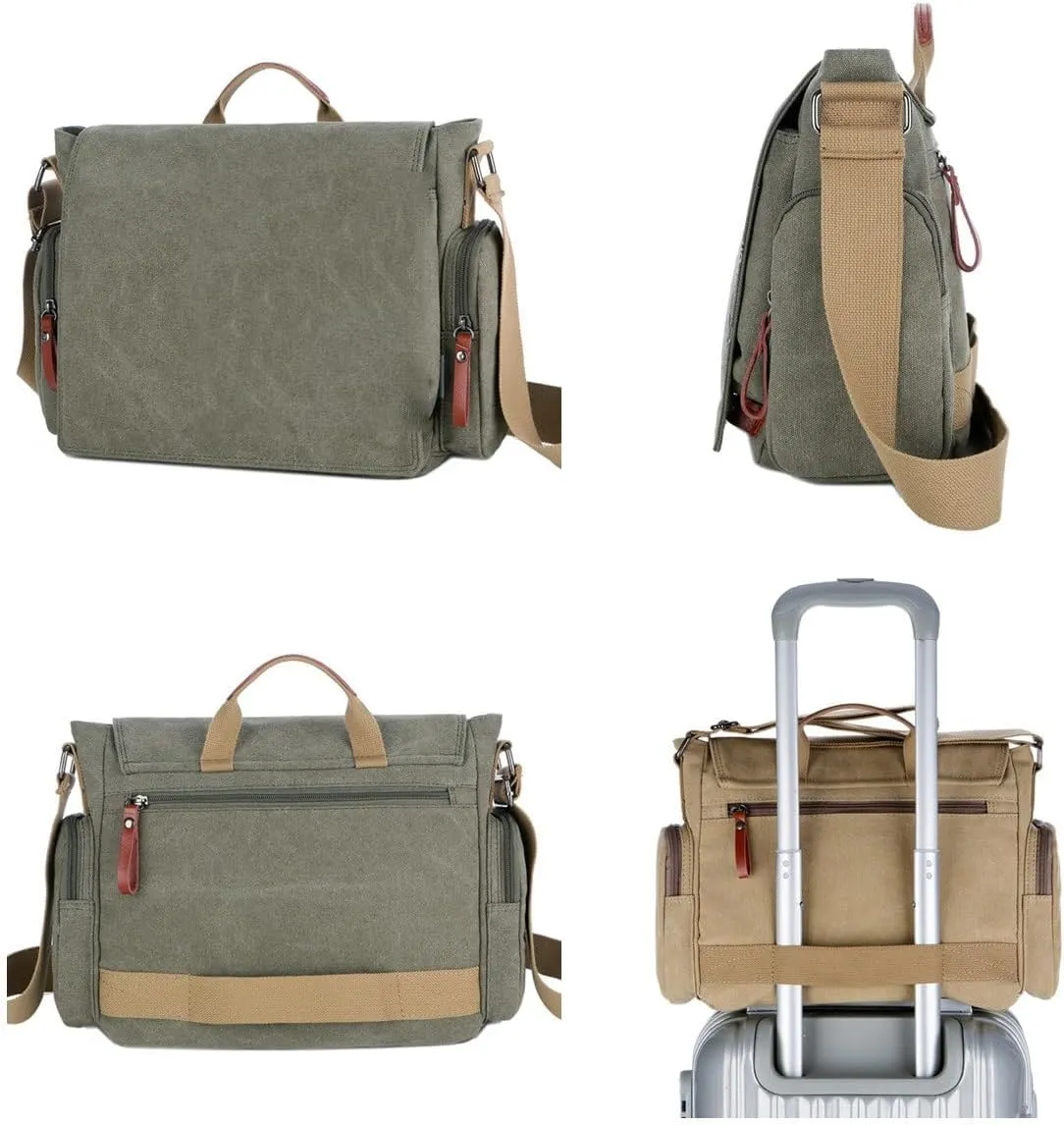 Men's Canvas Shoulder Bags Business Travel Crossbody Bags Men Messenger Bags Briefcase Men Handbag Tote(Black)