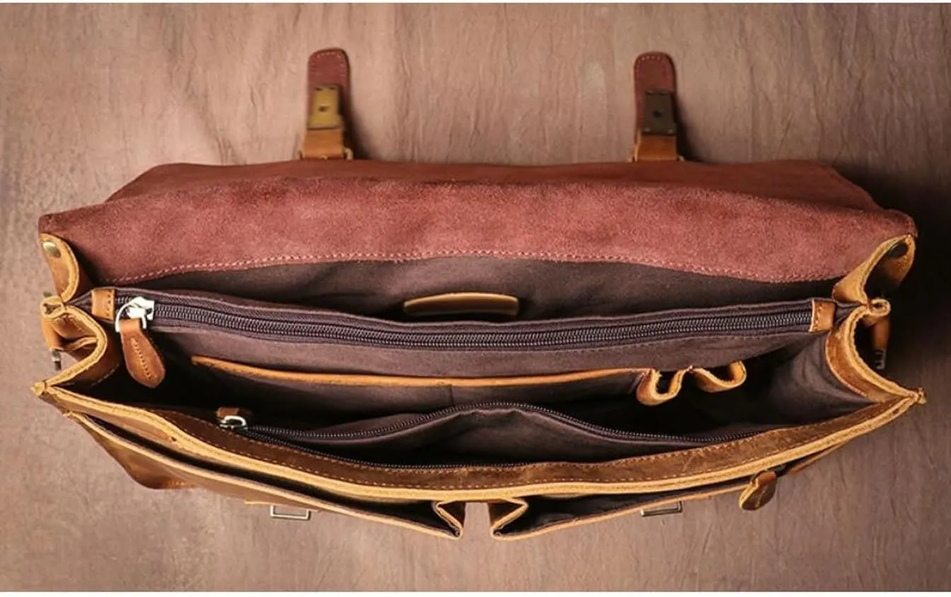 Mens Handbags Briefcases Laptop Bags Genuine Leather Messenger Shoulder Bags Computer Carrying Cases