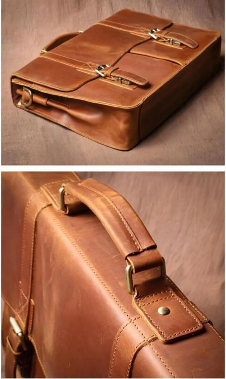 Mens Handbags Briefcases Laptop Bags Genuine Leather Messenger Shoulder Bags Computer Carrying Cases