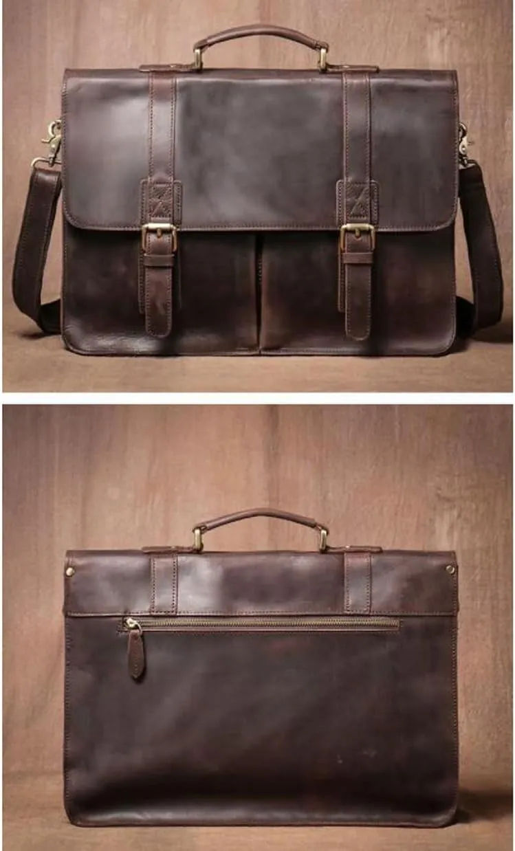 Mens Handbags Briefcases Laptop Bags Genuine Leather Messenger Shoulder Bags Computer Carrying Cases