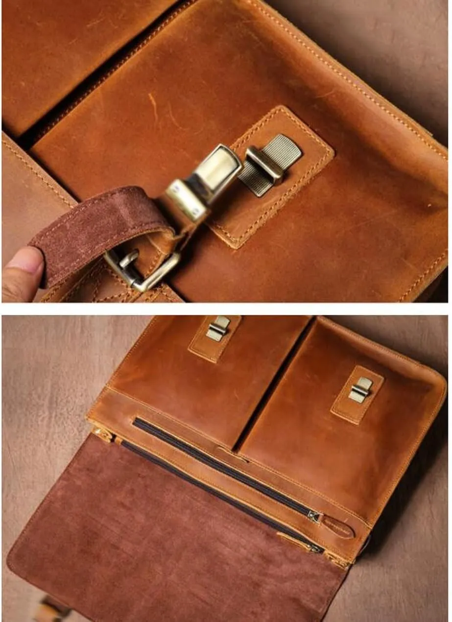 Mens Handbags Briefcases Laptop Bags Genuine Leather Messenger Shoulder Bags Computer Carrying Cases