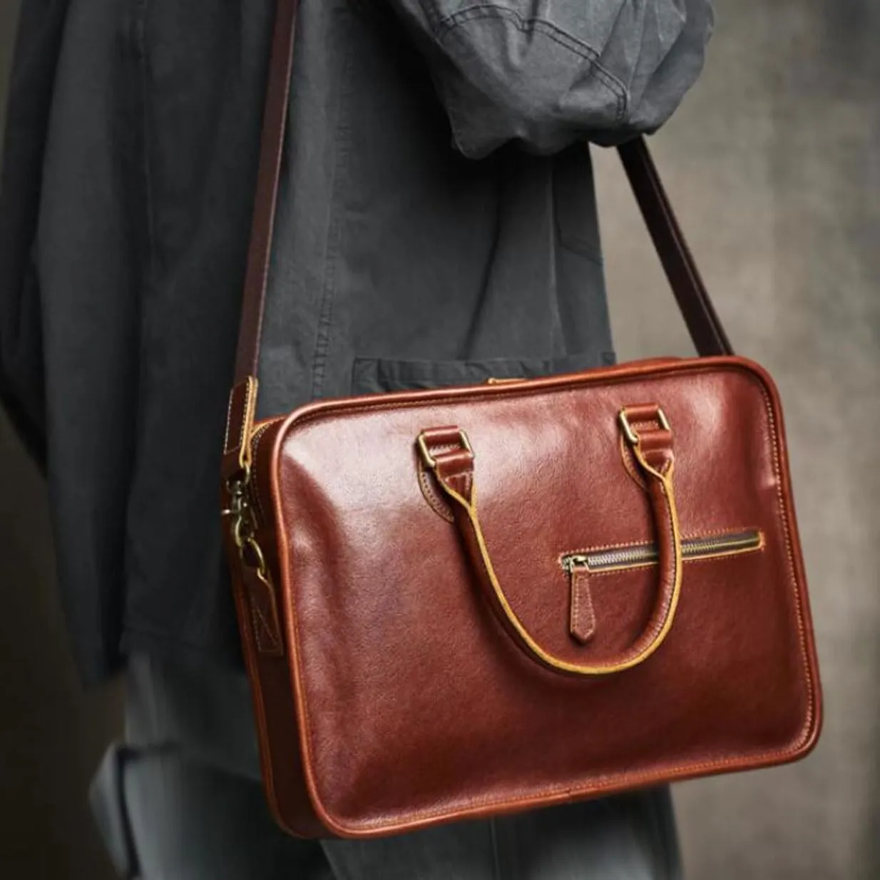 Mens Laptop Bags Briefcases Carrying Cases Handbags Genuine Leather Messenger Shoulder Bags