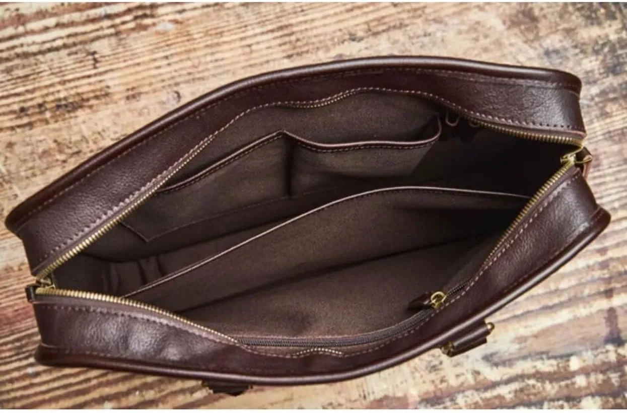 Mens Laptop Bags Briefcases Carrying Cases Handbags Genuine Leather Messenger Shoulder Bags