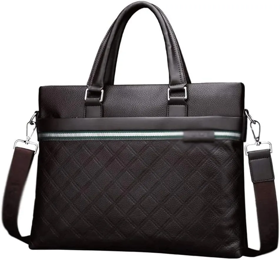 Men's Leather Laptop Business Briefcase Shoulder Portfolio Satchel Lawyers Briefcases for Men
