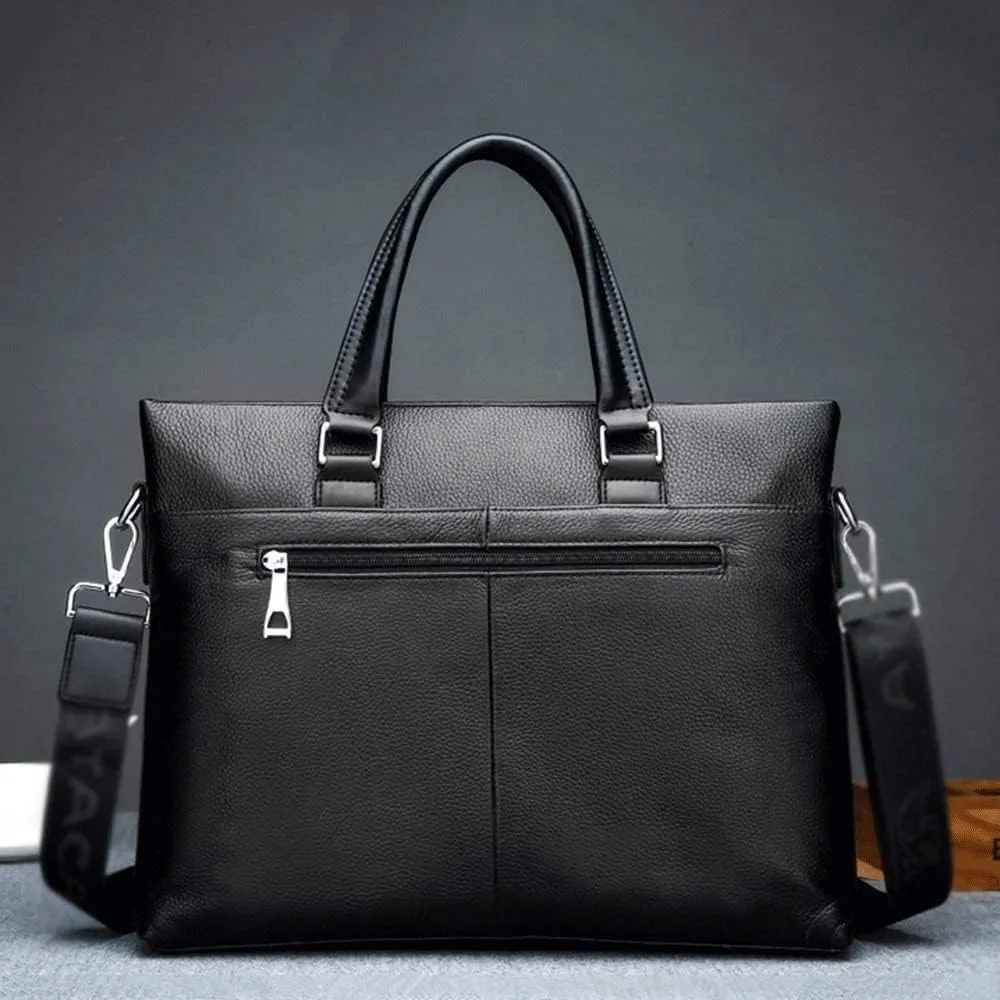 Men's Leather Laptop Business Briefcase Shoulder Portfolio Satchel Lawyers Briefcases for Men