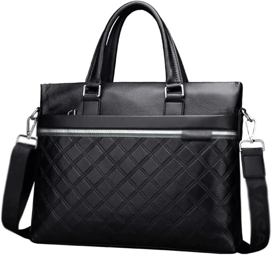 Men's Leather Laptop Business Briefcase Shoulder Portfolio Satchel Lawyers Briefcases for Men