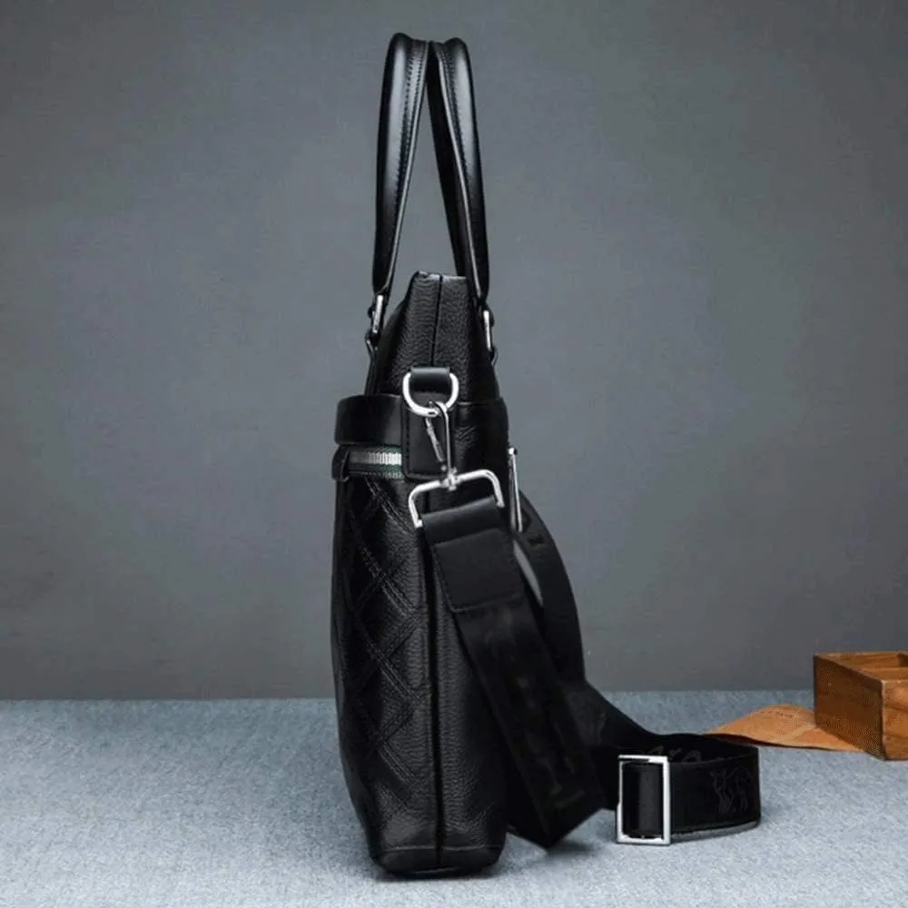 Men's Leather Laptop Business Briefcase Shoulder Portfolio Satchel Lawyers Briefcases for Men