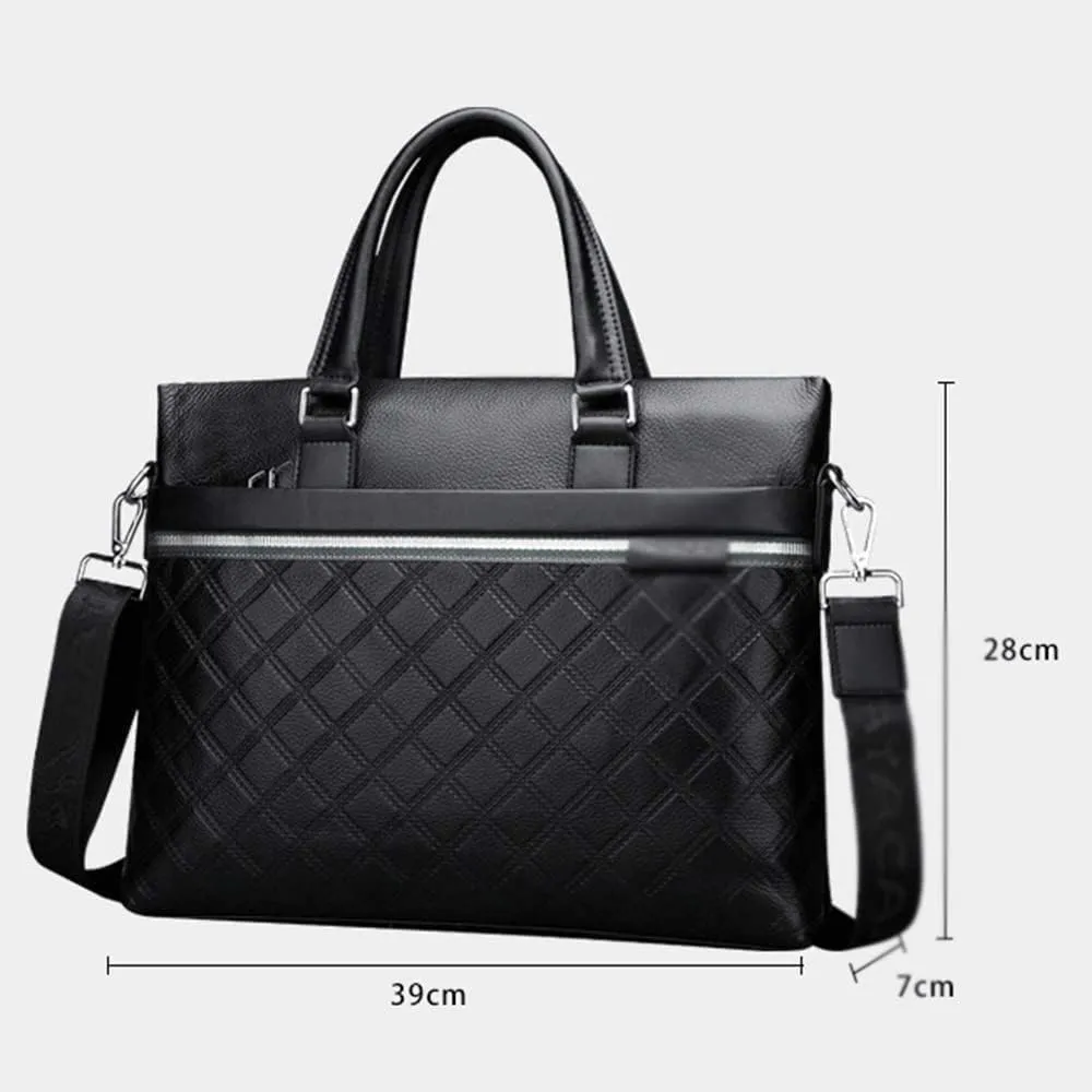 Men's Leather Laptop Business Briefcase Shoulder Portfolio Satchel Lawyers Briefcases for Men