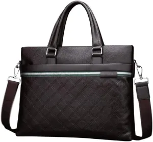 Men's Leather Laptop Business Briefcase Shoulder Portfolio Satchel Lawyers Briefcases for Men