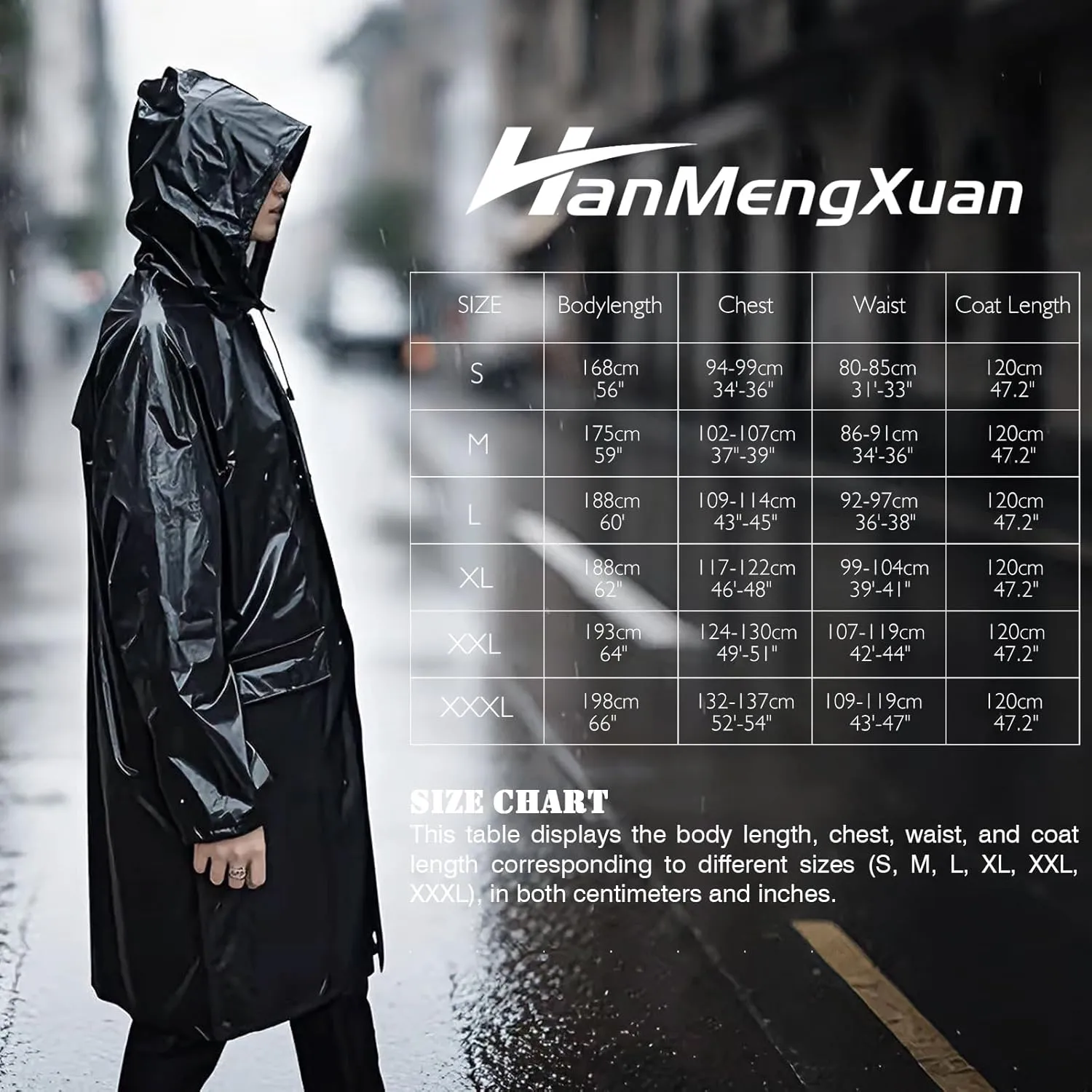 Men's Rain Jacket with Hood Waterproof Lightweight Long Safety Raincoat Rain Gear