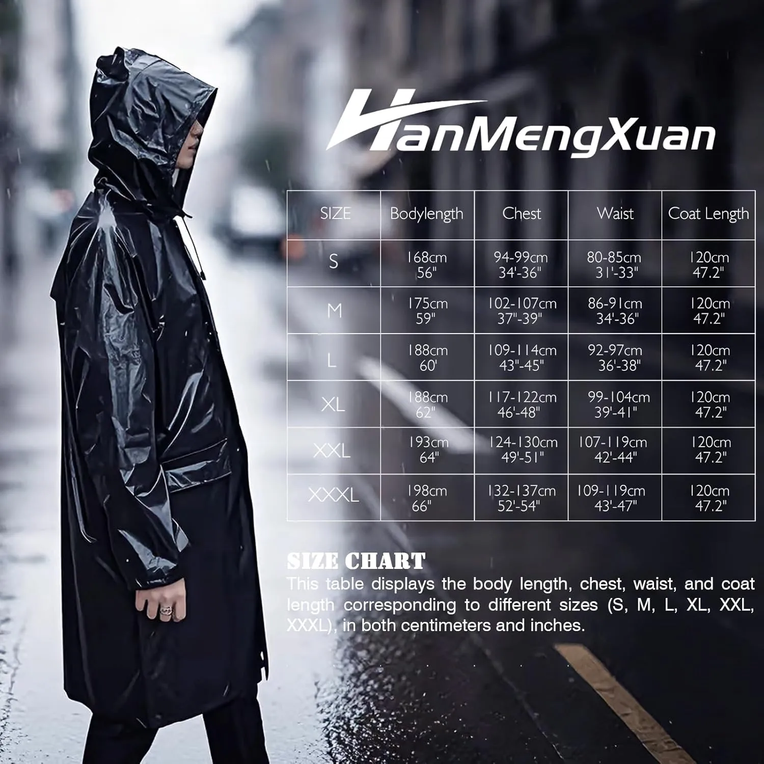Men's Rain Jacket with Hood Waterproof Lightweight Long Safety Raincoat Rain Gear
