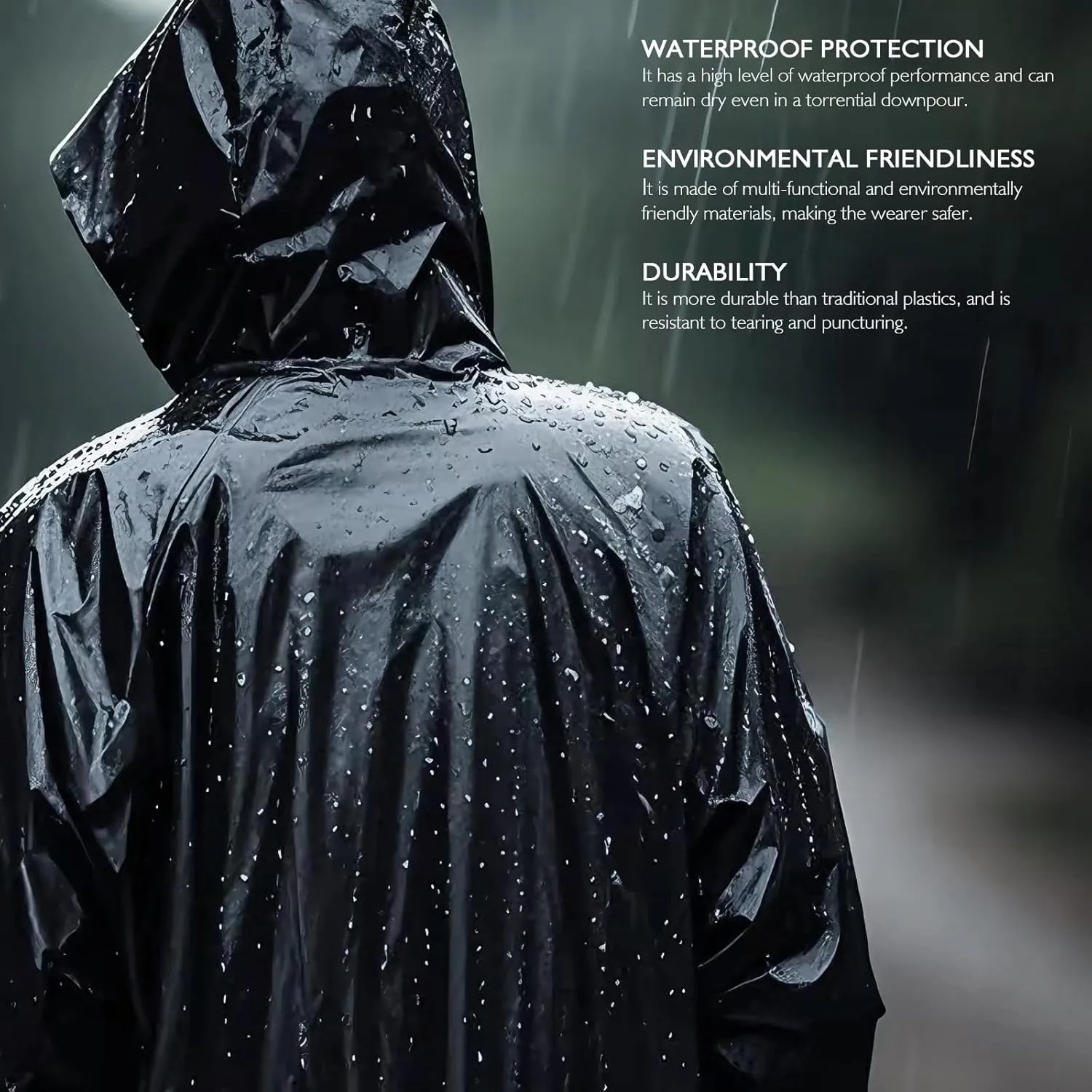 Men's Rain Jacket with Hood Waterproof Lightweight Long Safety Raincoat Rain Gear