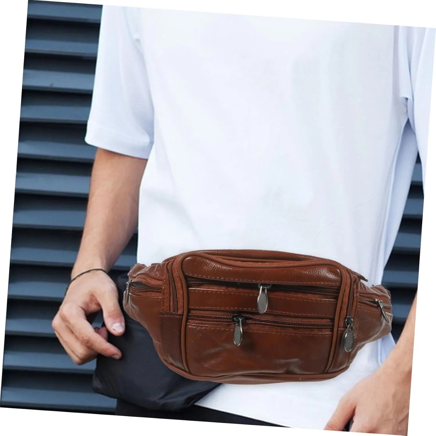 Mens Shoulder Bag Durable Leather Waist Bag Compact and Portable Fanny Pack Coin Purse