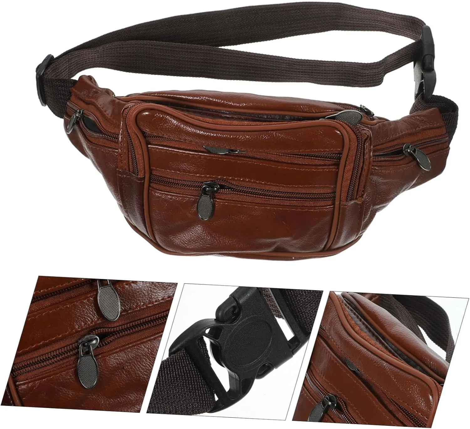Mens Shoulder Bag Durable Leather Waist Bag Compact and Portable Fanny Pack Coin Purse