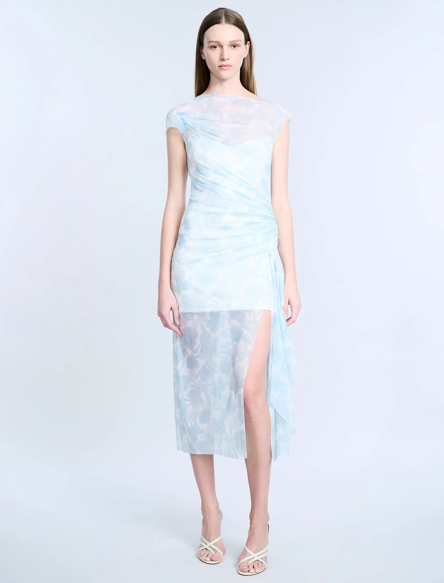 Mesh & Sequin Midi Dress