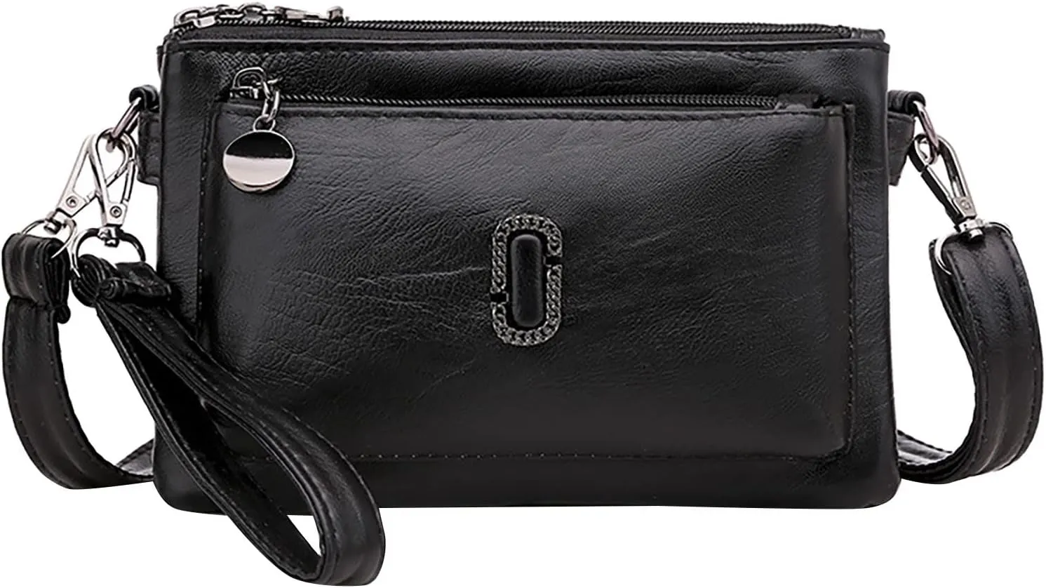 Messenger Bag Fashion Mobile Phone Change Small Square Bag Large Capacity Mobile Phone Bags Vintage (Black, One Size)