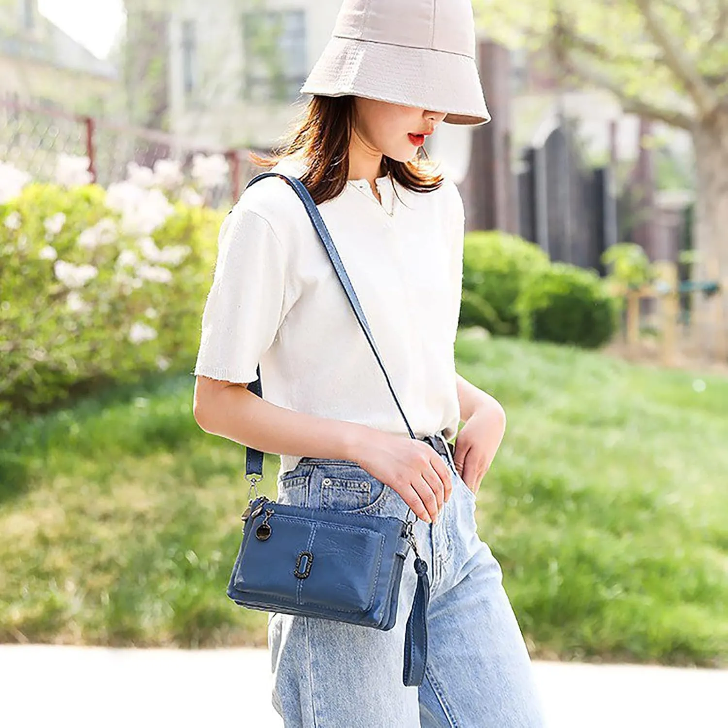 Messenger Bag Fashion Mobile Phone Change Small Square Bag Large Capacity Mobile Phone Bags Vintage (Black, One Size)