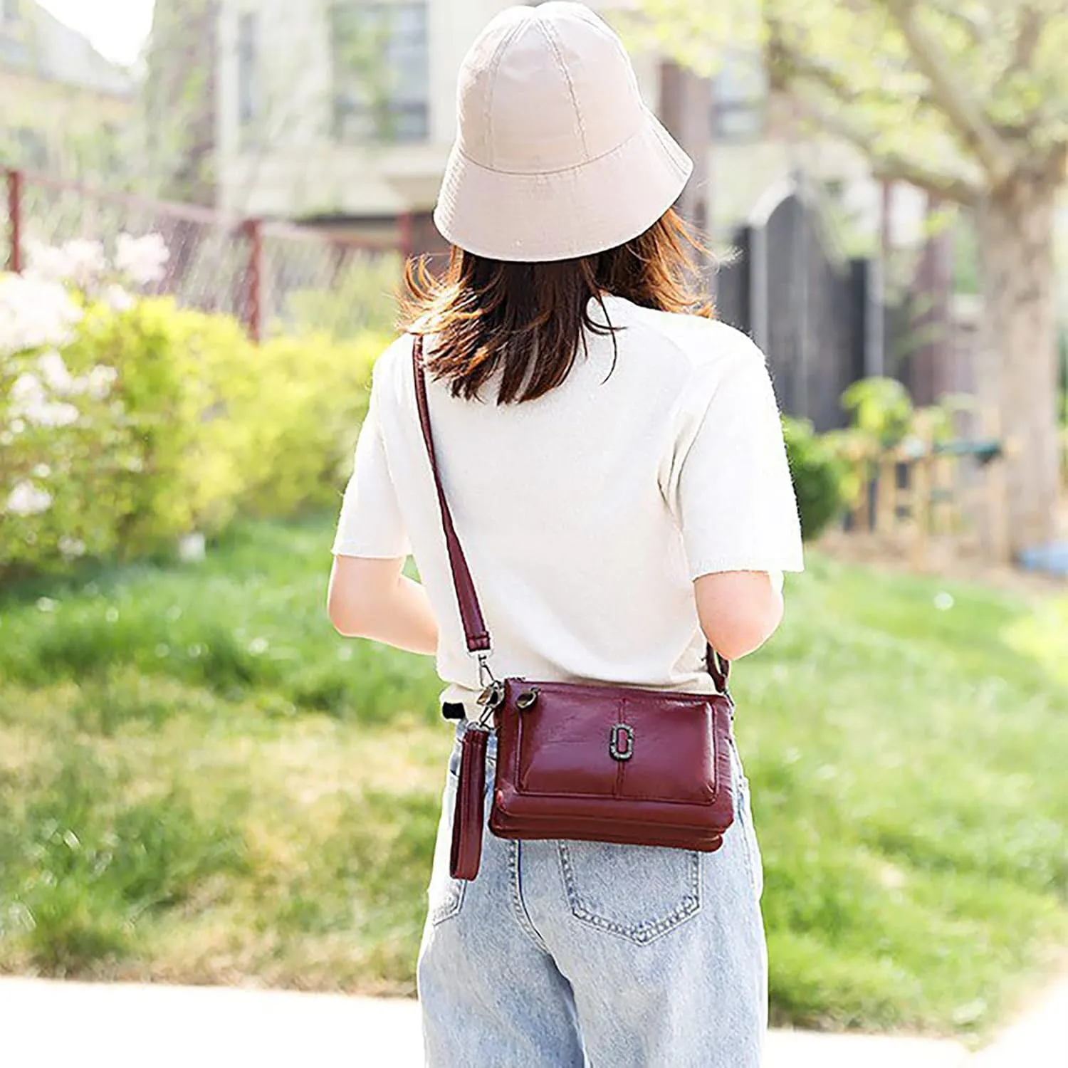 Messenger Bag Fashion Mobile Phone Change Small Square Bag Large Capacity Mobile Phone Bags Vintage (Black, One Size)