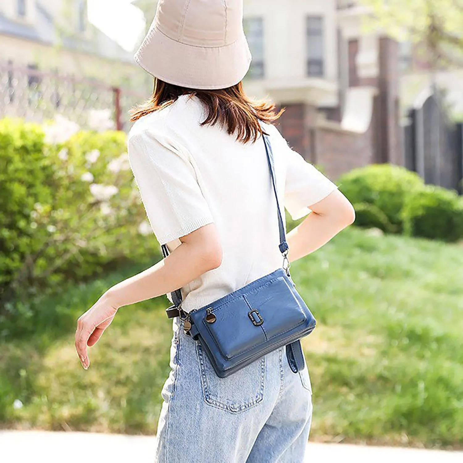 Messenger Bag Fashion Mobile Phone Change Small Square Bag Large Capacity Mobile Phone Bags Vintage (Brown, One Size)