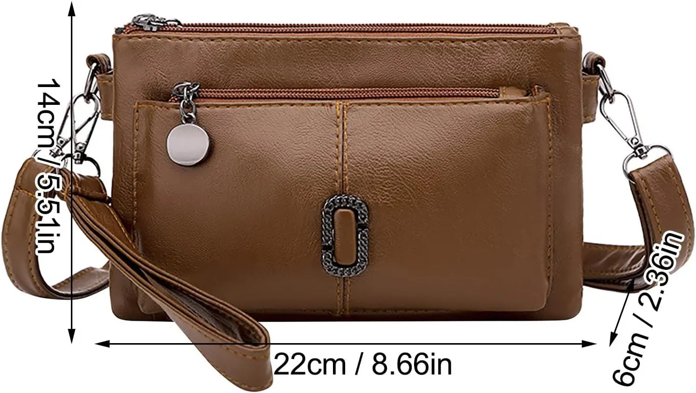 Messenger Bag Fashion Mobile Phone Change Small Square Bag Large Capacity Mobile Phone Bags Vintage (Brown, One Size)