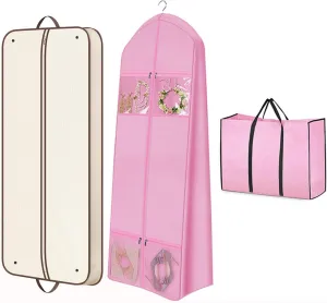 MISSLO 60" Foldable Garment Bags for Travel for Women 70" Wedding Dress Garment Bag with Bride Tote Bag