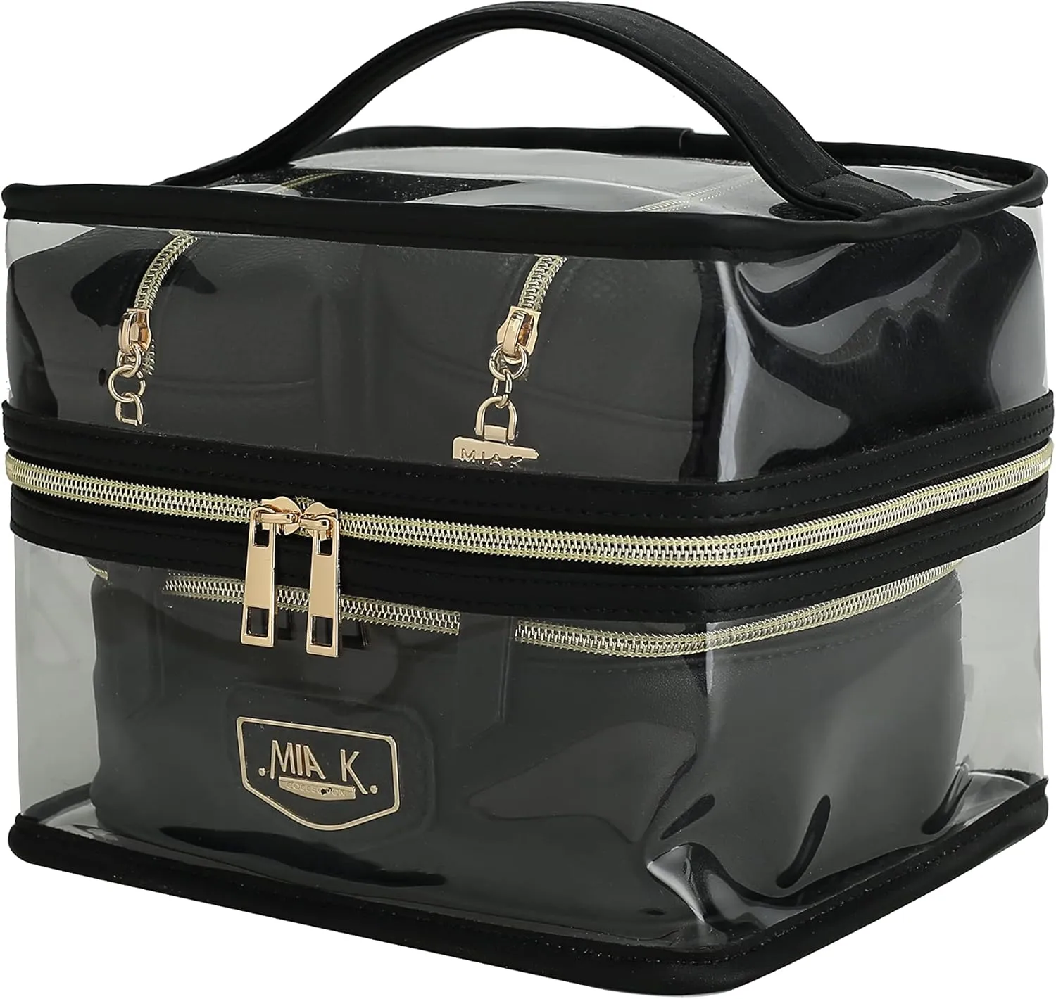 MKF 4PCS Stylish Cosmetic Bag Portable Makeup Travel Organizer Case Black