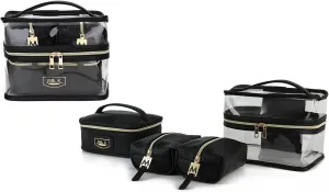 MKF 4PCS Stylish Cosmetic Bag Portable Makeup Travel Organizer Case Black