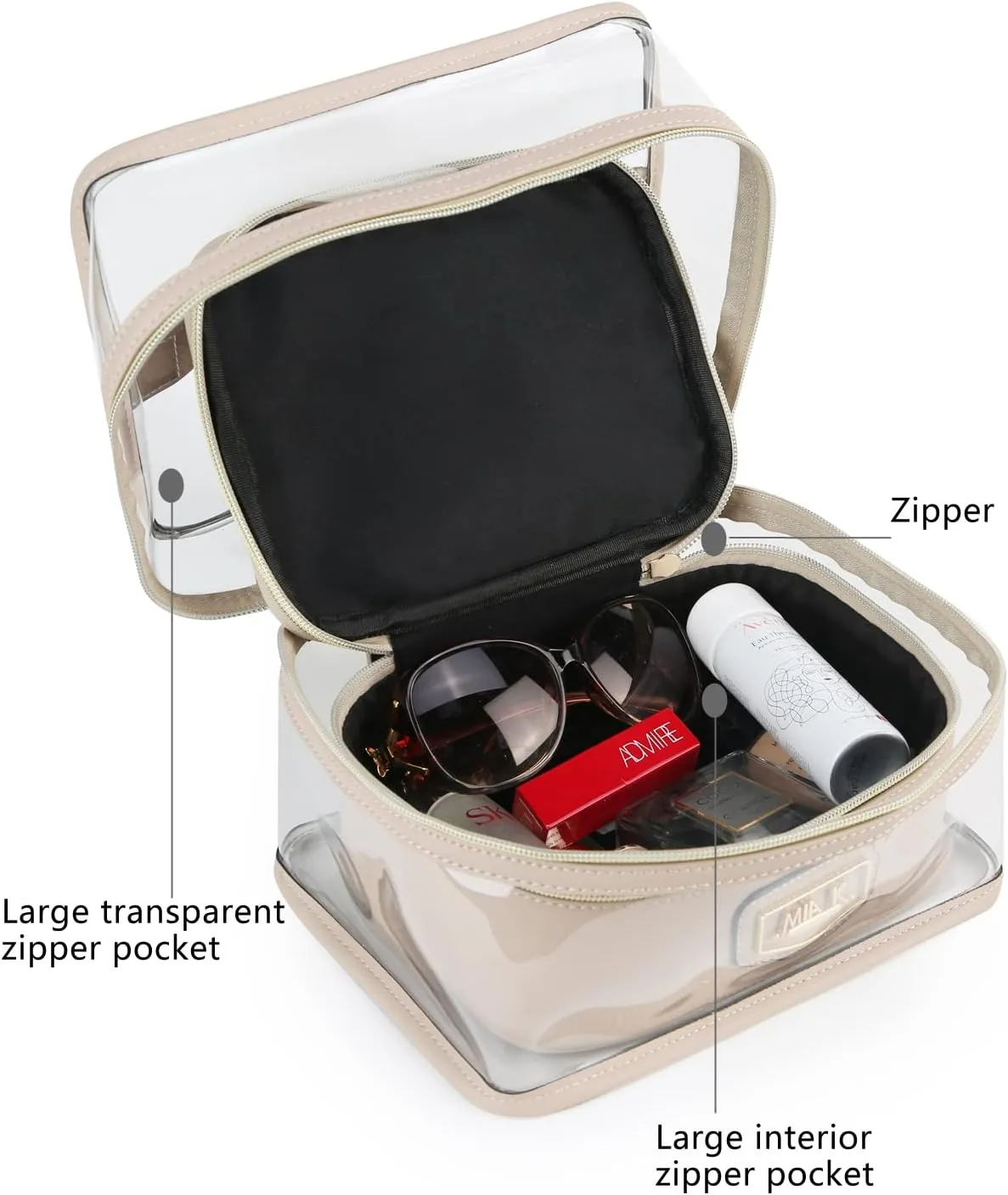 MKF 4PCS Stylish Cosmetic Bag Portable Makeup Travel Organizer Case Black