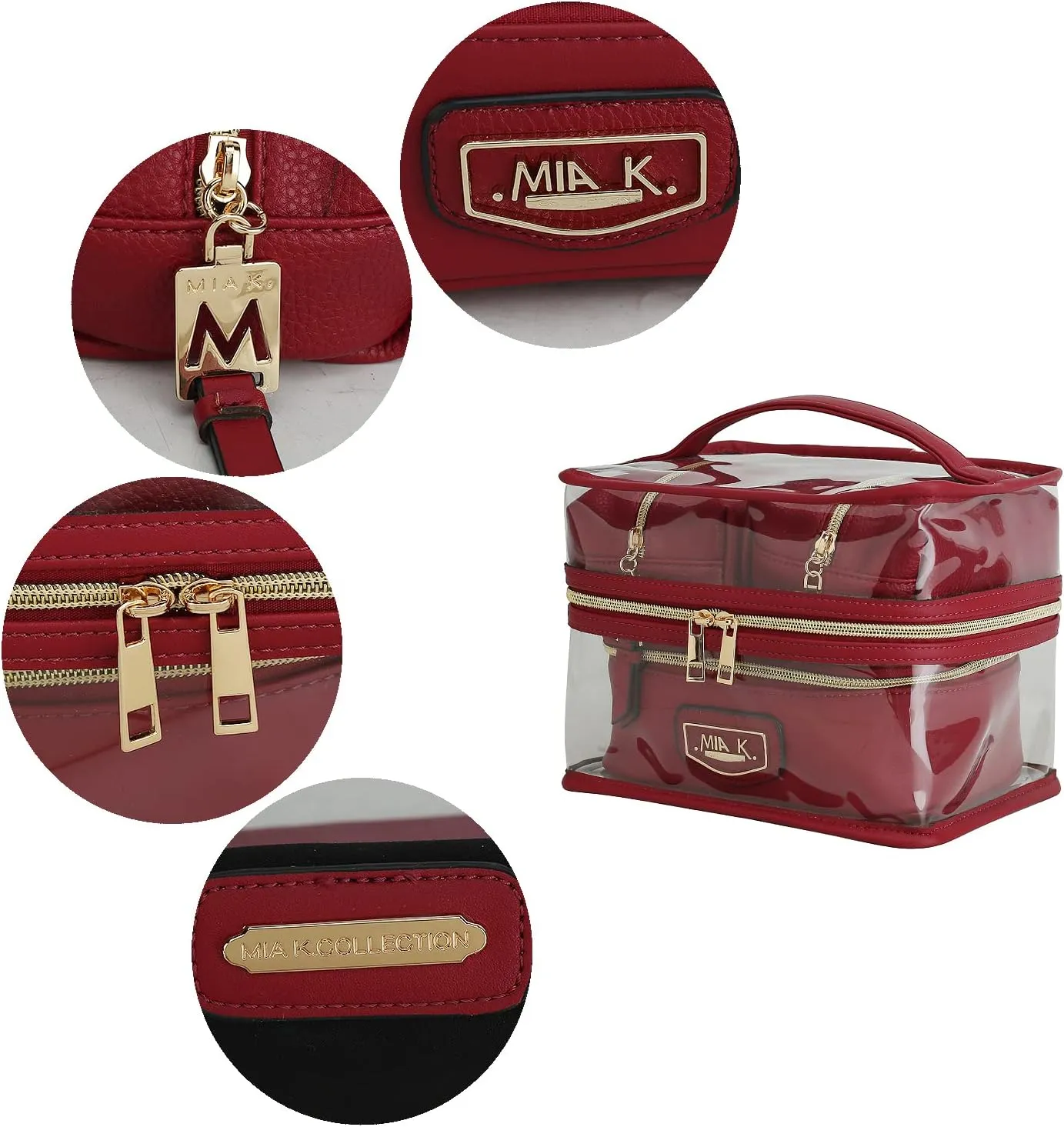 MKF 4PCS Stylish Cosmetic Bag Portable Makeup Travel Organizer Case Black
