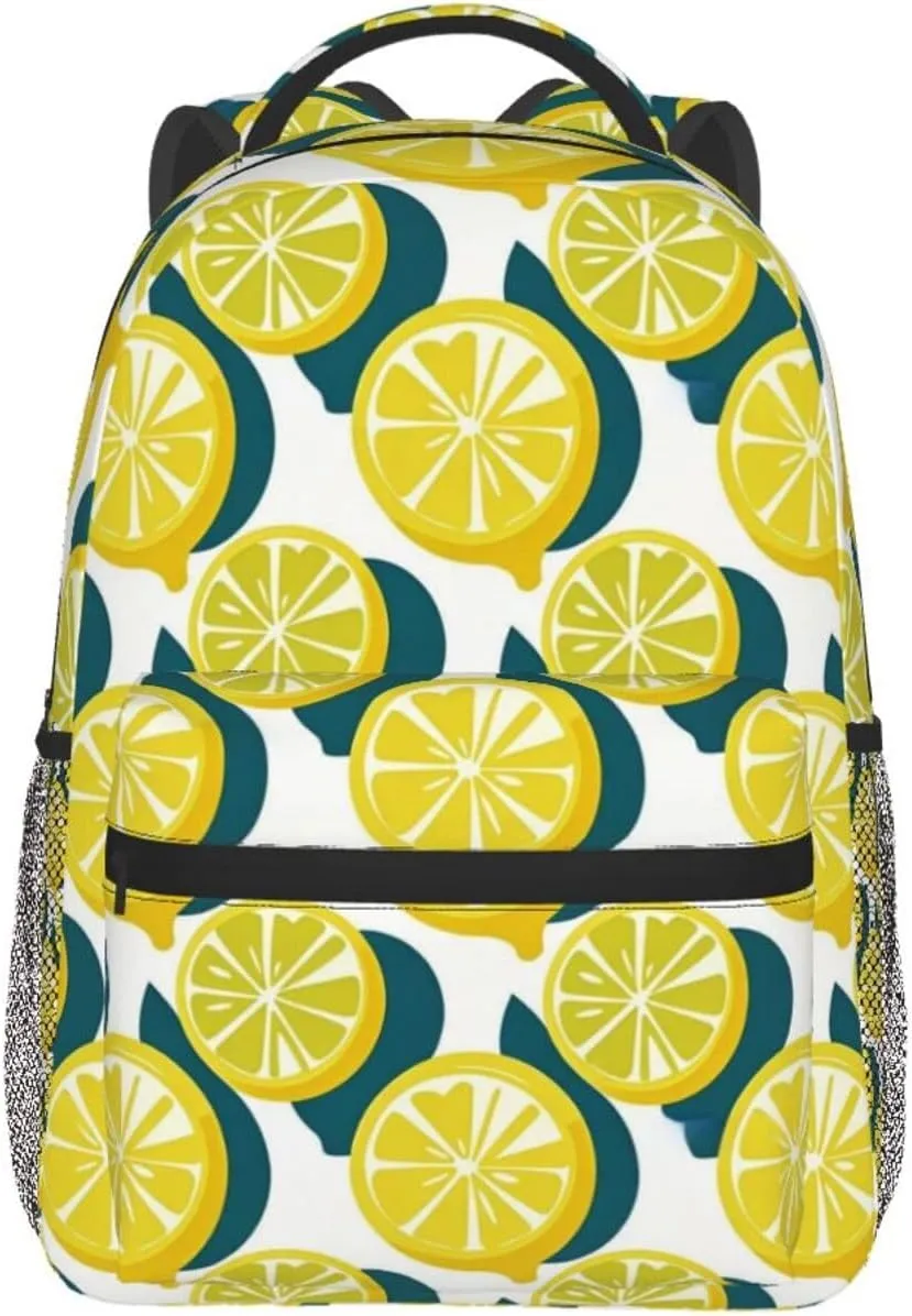 Modern Minimalist Lemon Pattern Adult Backpacks 15 Inch Laptop Backpack Double Shoulder Bag for Work Travel Gifts