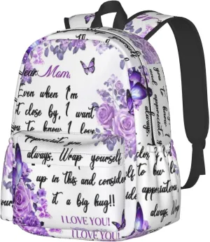 Mother's Day A Letter to My Mother Backpack Double Shoulder Bag 15 Inch Laptop Bagpacks for Hiking Work Camping Travel