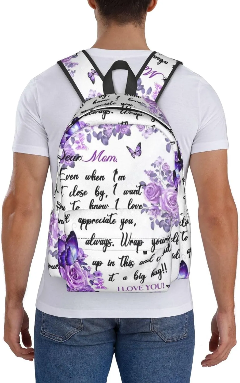 Mother's Day A Letter to My Mother Backpack Double Shoulder Bag 15 Inch Laptop Bagpacks for Hiking Work Camping Travel