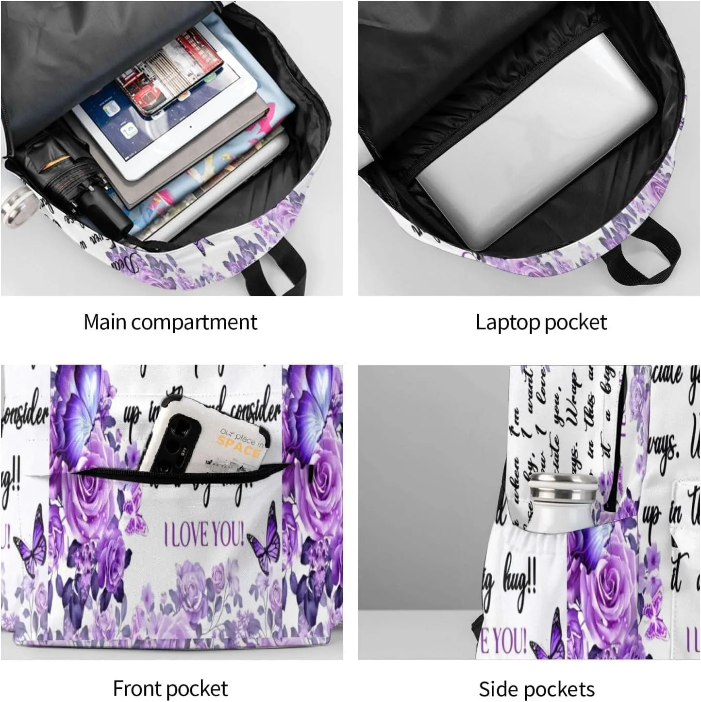 Mother's Day A Letter to My Mother Backpack Double Shoulder Bag 15 Inch Laptop Bagpacks for Hiking Work Camping Travel