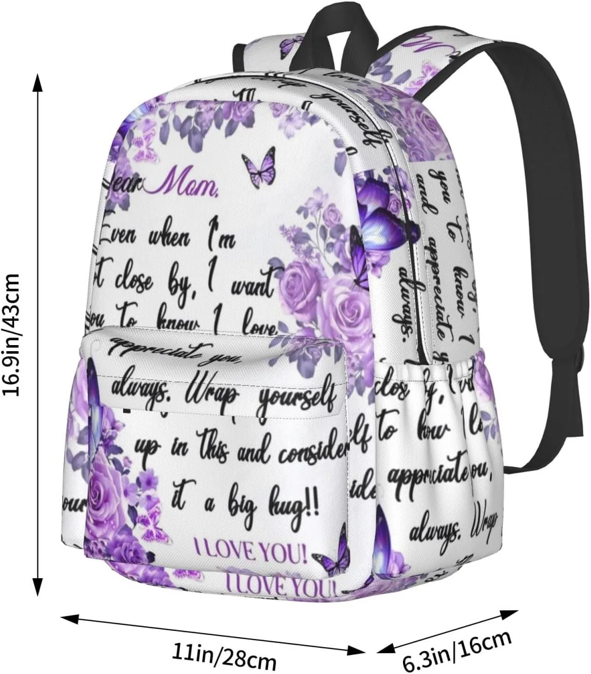 Mother's Day A Letter to My Mother Backpack Double Shoulder Bag 15 Inch Laptop Bagpacks for Hiking Work Camping Travel