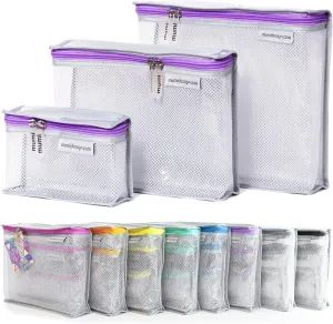 MUMI Travel Toiletry Bag Set of 3  Clear TSA Approved Toiletry Bags for Women  Reusable Water-Resistant Makeup Organizer Pouches for Skincare, Cosmetics, Travel Accessories, Airport Packing - Purple
