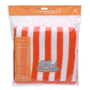 My Milestones Kids Bath Towel Bold Stripped - Orange / White
