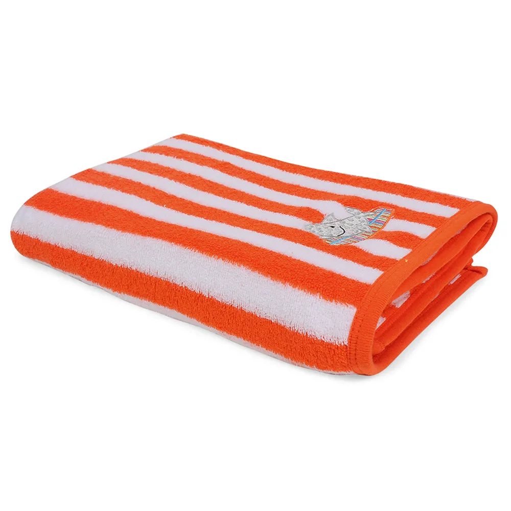 My Milestones Kids Bath Towel Bold Stripped - Orange / White